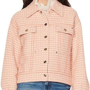 Sandro Houndstooth Tweed Jacket Light Pink